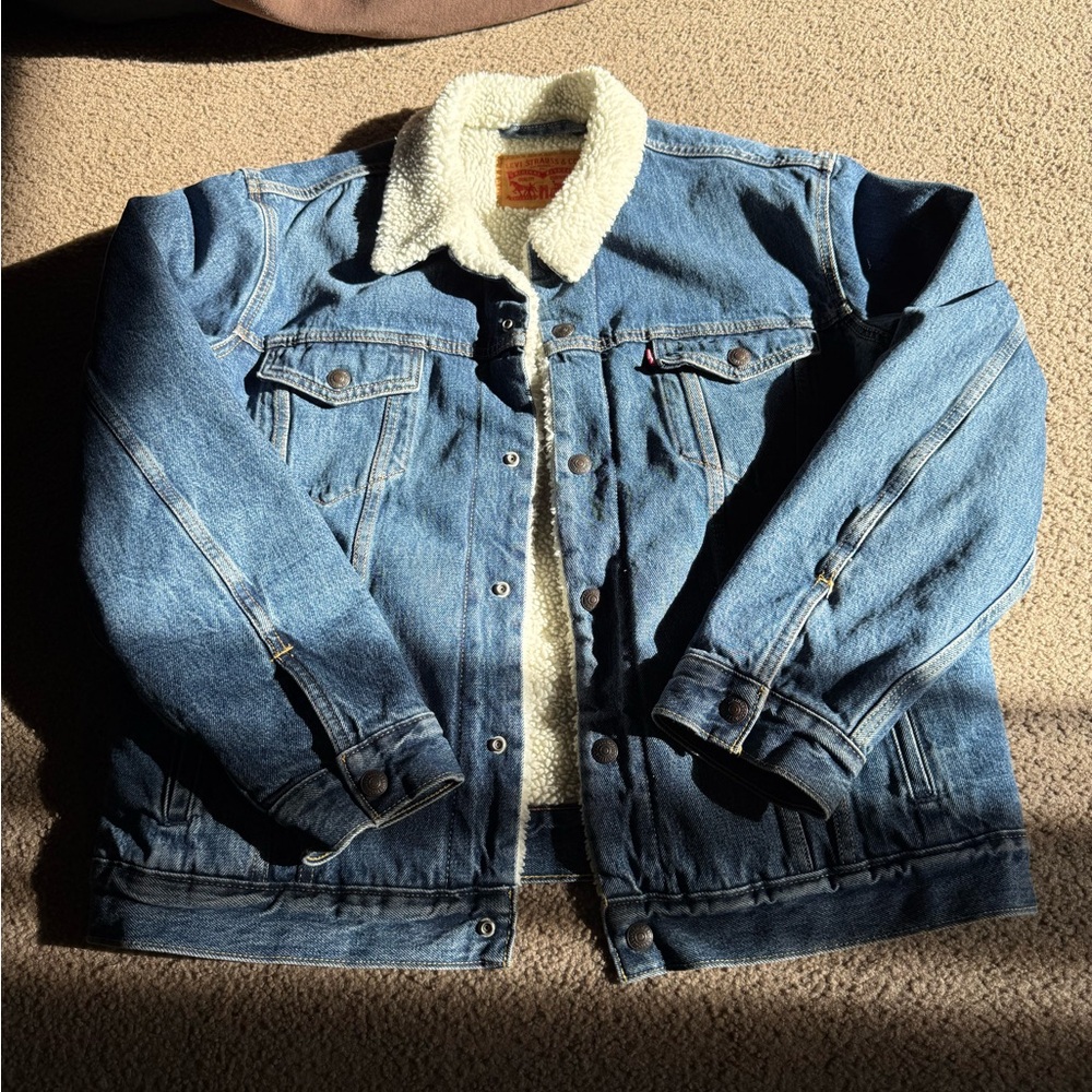 Levi's Blue Denim Sherpa Jacket